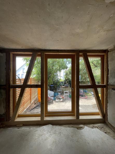 Holzfenster eingesetzt Innenansicht 